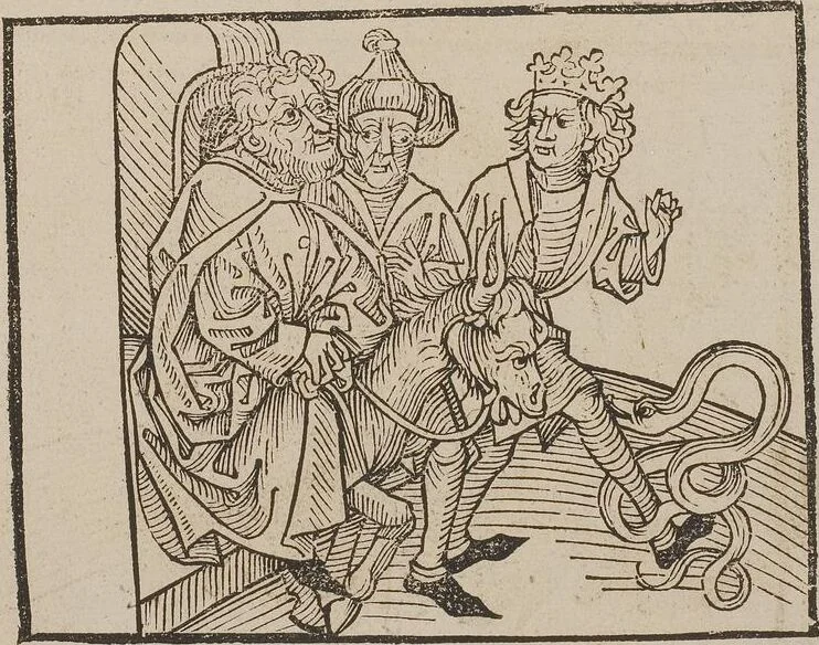 An illustration from Johann Lange ; Giovanni Boccaccio (Druck) ; Johannes Adelphus (Druck) ; Thomas Lirer (Druck) ; Johannes de Capua (Druck) ; Jacobus de Cessolis (Druck), leaf 605