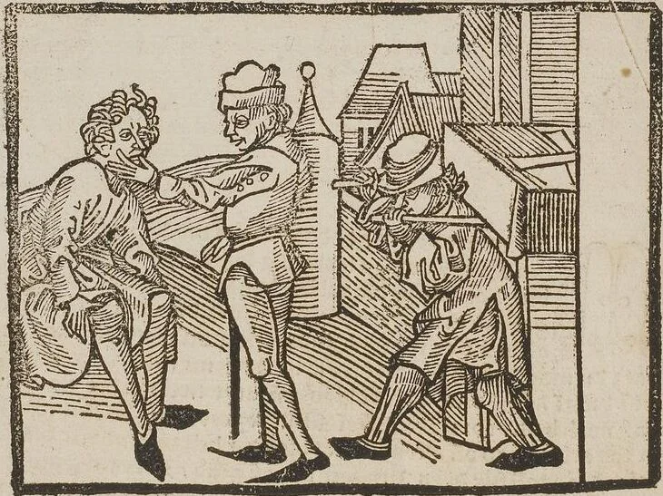 An illustration from Johann Lange ; Giovanni Boccaccio (Druck) ; Johannes Adelphus (Druck) ; Thomas Lirer (Druck) ; Johannes de Capua (Druck) ; Jacobus de Cessolis (Druck), leaf 610