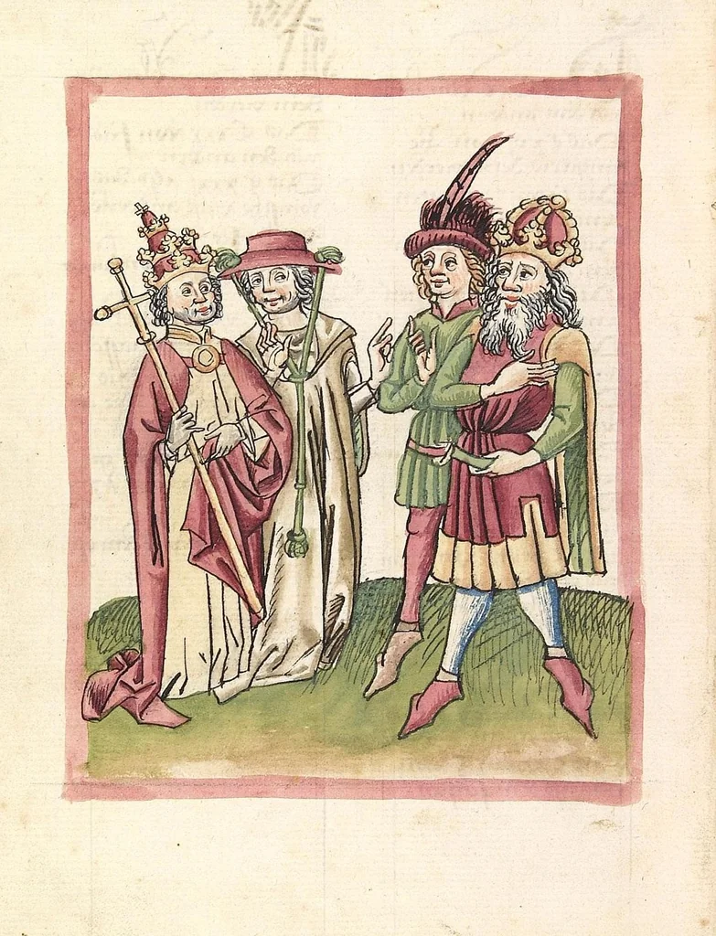 An illustration from Chronicon pontificum et imperatorum, deutsch, 1460, leaf 18