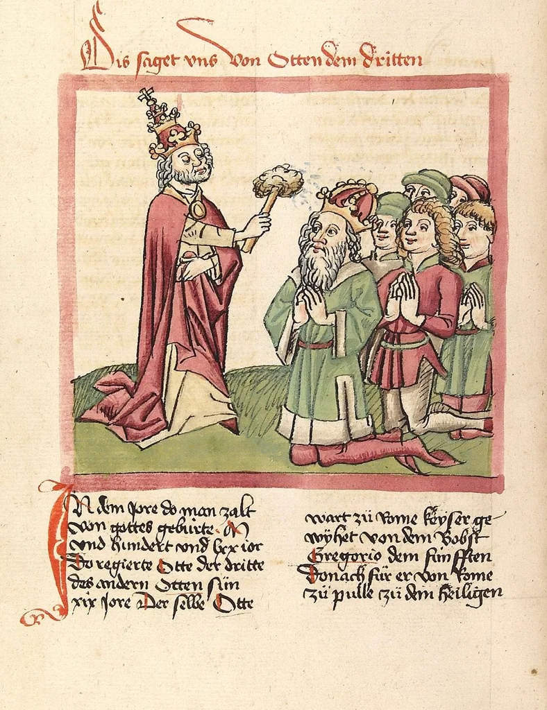 An illustration from Chronicon pontificum et imperatorum, deutsch, 1460, leaf 186