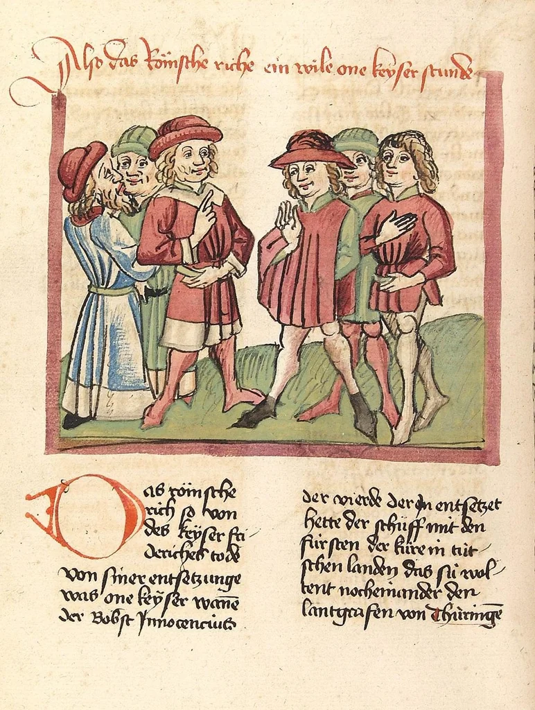 An illustration from Chronicon pontificum et imperatorum, deutsch, 1460, leaf 220