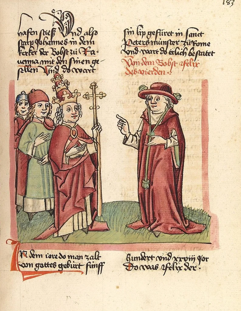 An illustration from Chronicon pontificum et imperatorum, deutsch, 1460, leaf 361