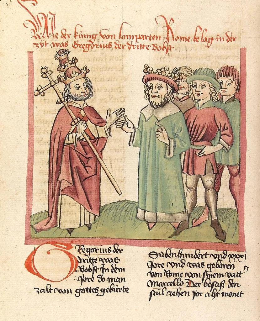 An illustration from Chronicon pontificum et imperatorum, deutsch, 1460, leaf 390