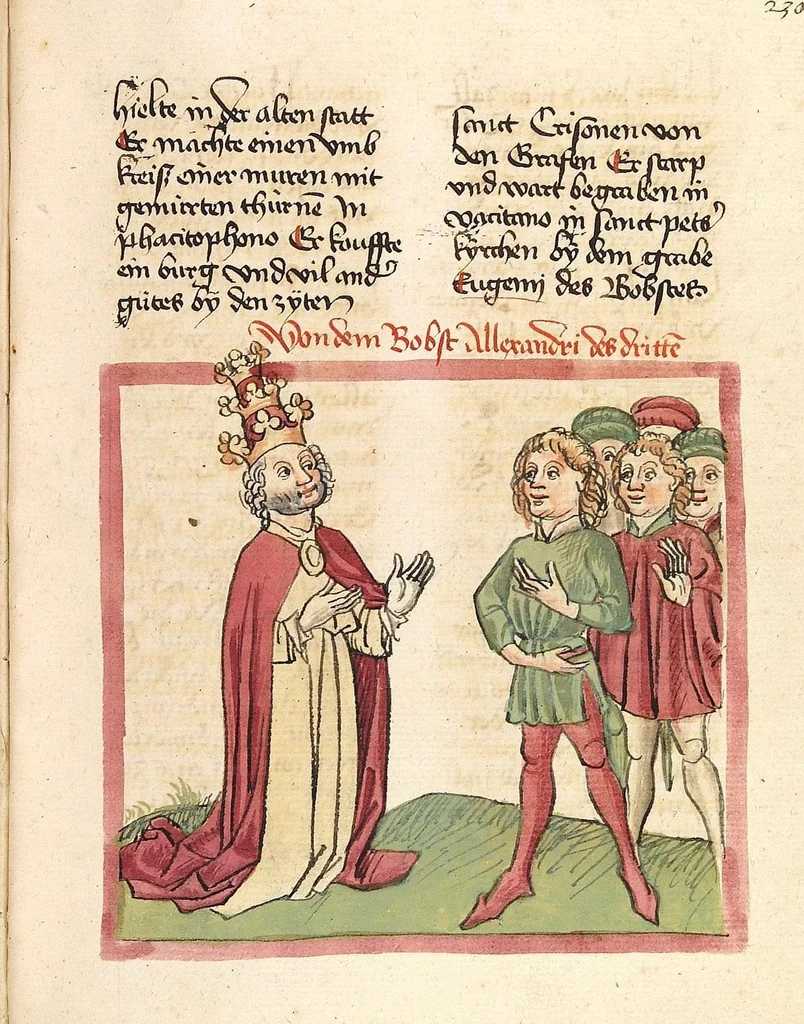An illustration from Chronicon pontificum et imperatorum, deutsch, 1460, leaf 455