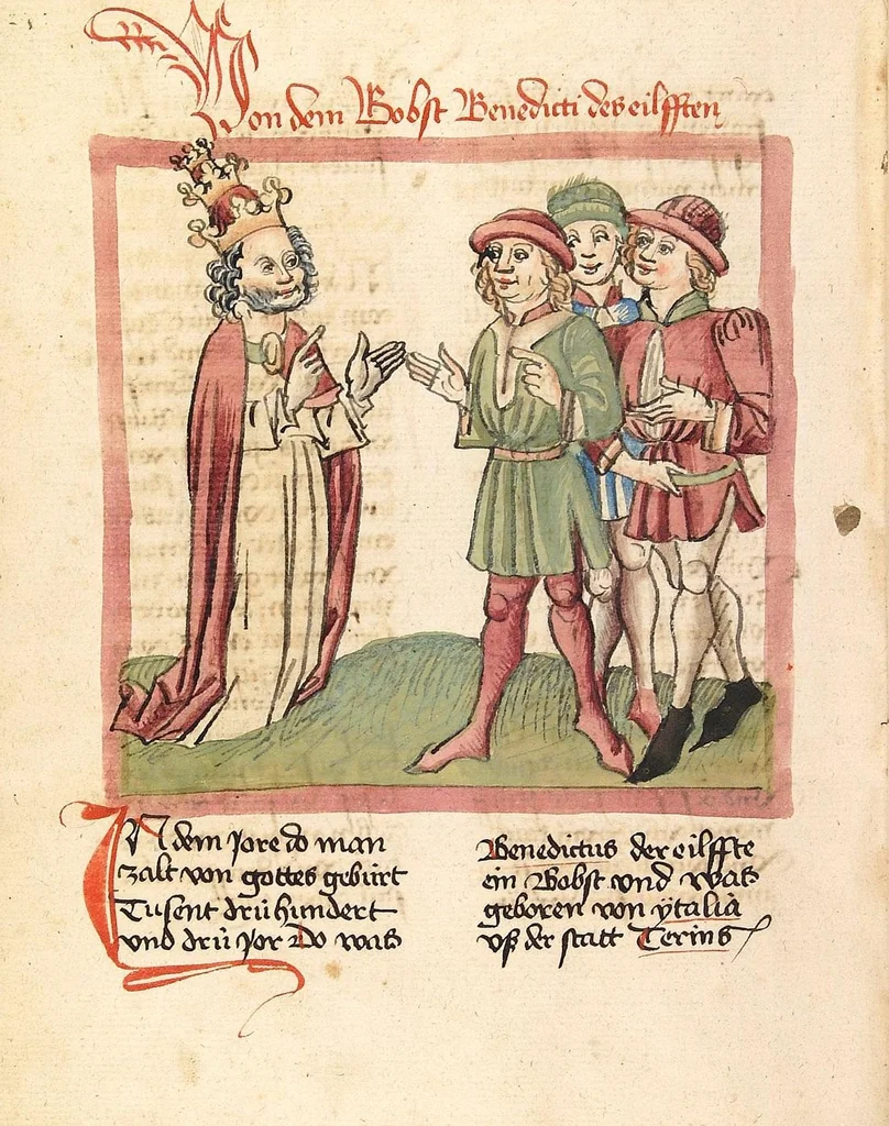 An illustration from Chronicon pontificum et imperatorum, deutsch, 1460, leaf 478