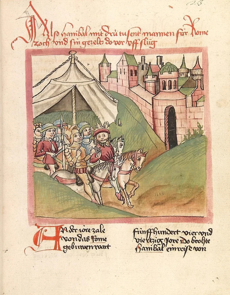An illustration from Chronicon pontificum et imperatorum, deutsch, 1460, leaf 55