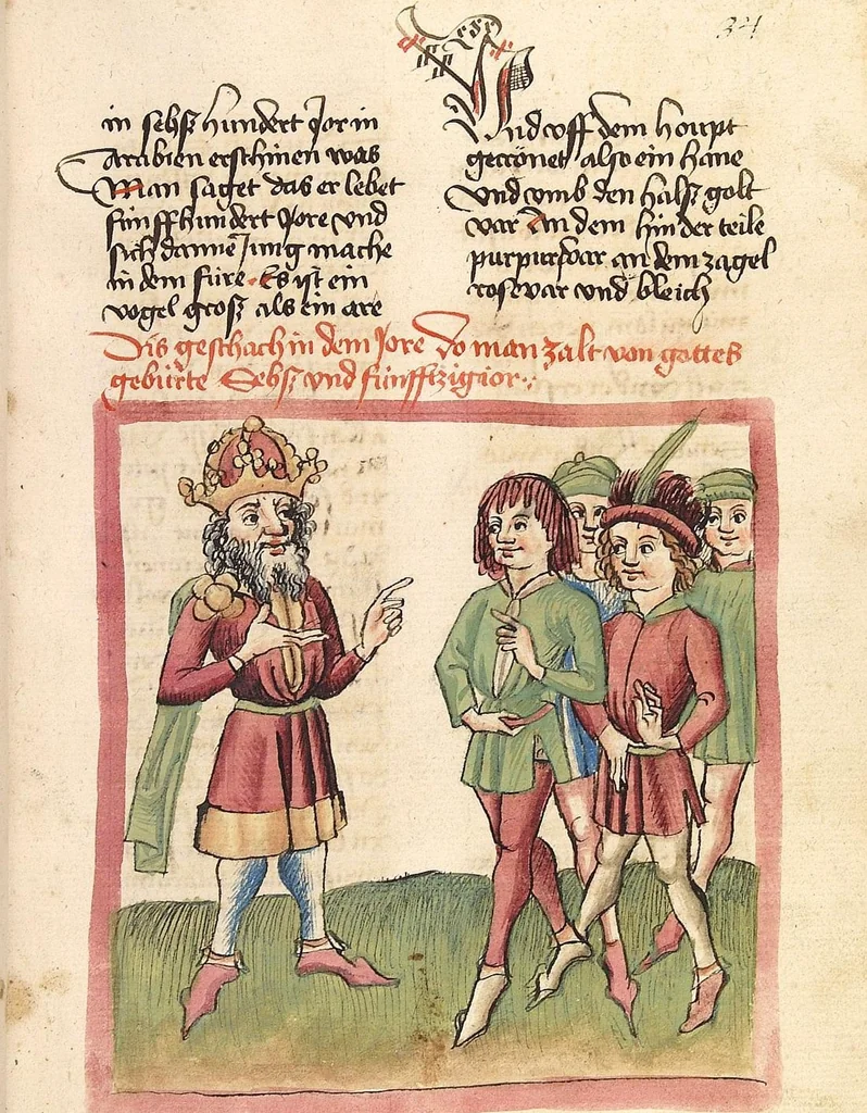 An illustration from Chronicon pontificum et imperatorum, deutsch, 1460, leaf 77