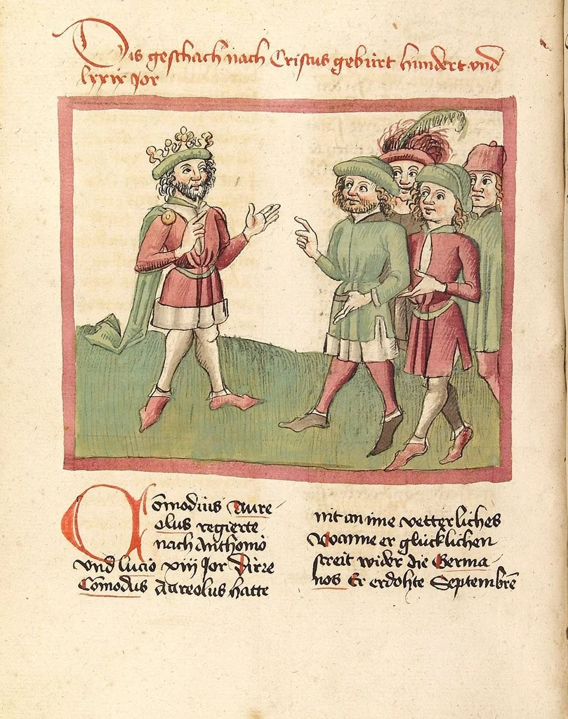 An illustration from Chronicon pontificum et imperatorum, deutsch, 1460, leaf 92
