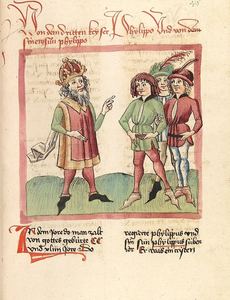 An illustration from Chronicon pontificum et imperatorum, deutsch, 1460, leaf 99