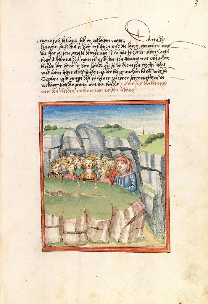An illustration from Pontus und Sidonia, 1475, leaf 11