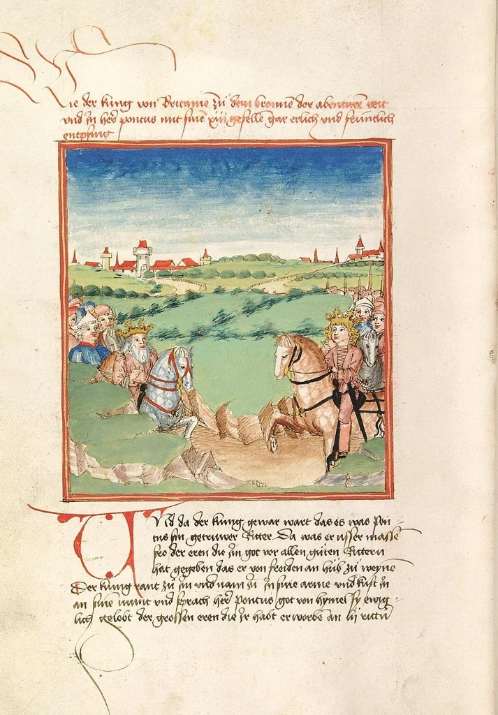 An illustration from Pontus und Sidonia, 1475, leaf 114