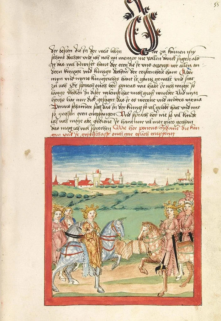 An illustration from Pontus und Sidonia, 1475, leaf 115
