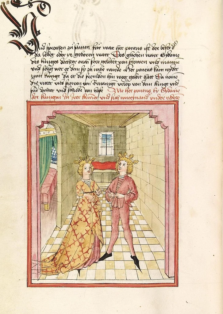 An illustration from Pontus und Sidonia, 1475, leaf 124