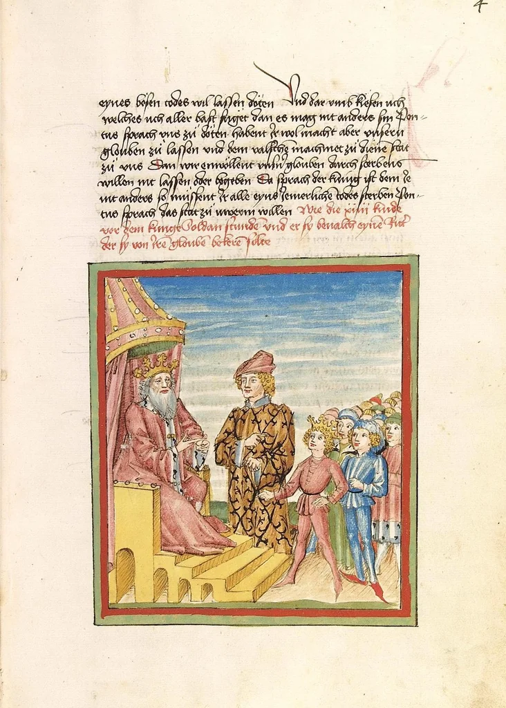 An illustration from Pontus und Sidonia, 1475, leaf 13