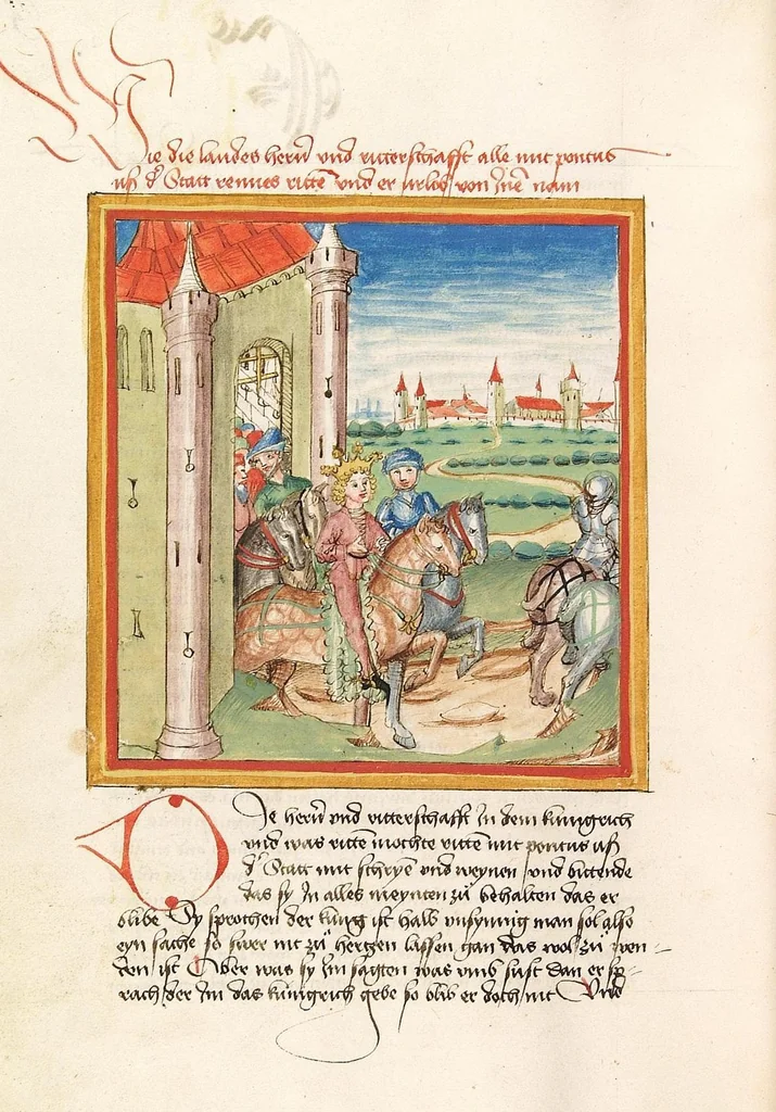An illustration from Pontus und Sidonia, 1475, leaf 136