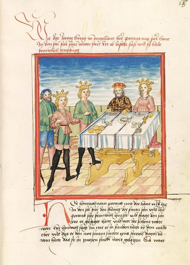 An illustration from Pontus und Sidonia, 1475, leaf 141