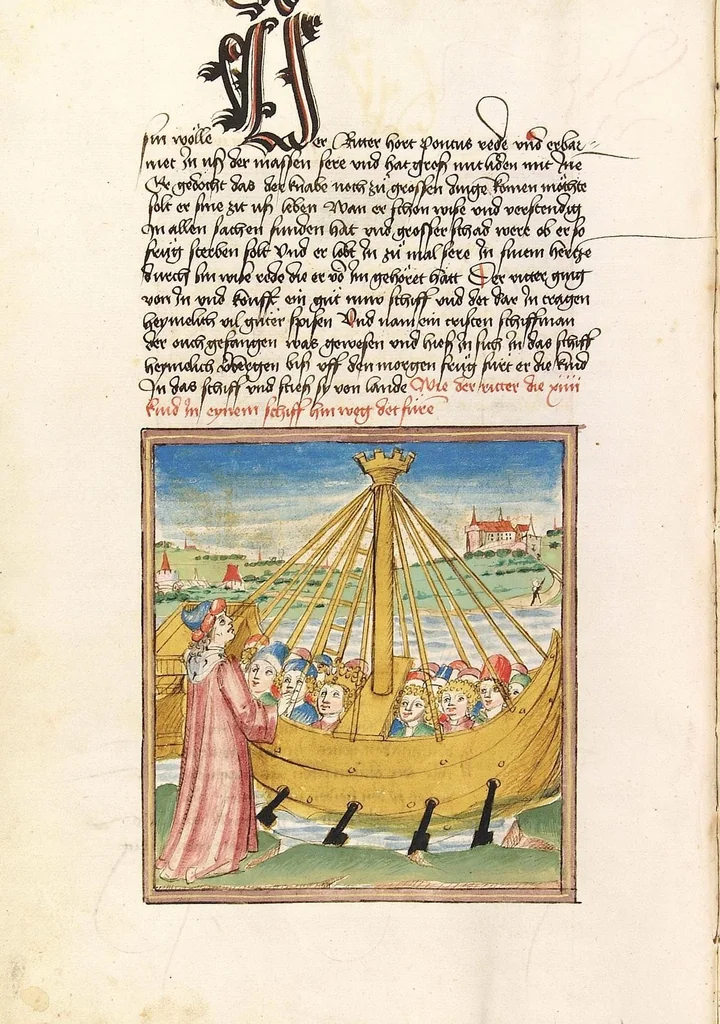 An illustration from Pontus und Sidonia, 1475, leaf 16