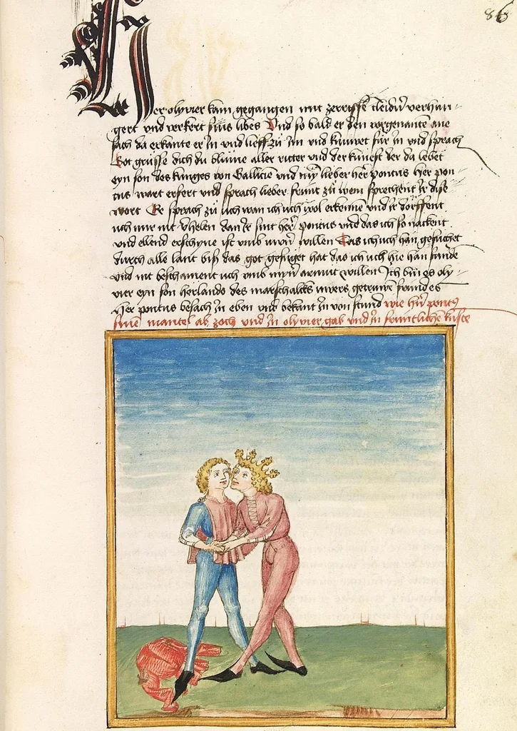 An illustration from Pontus und Sidonia, 1475, leaf 177