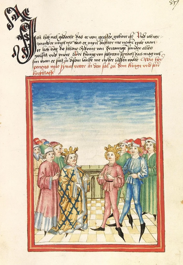 An illustration from Pontus und Sidonia, 1475, leaf 179
