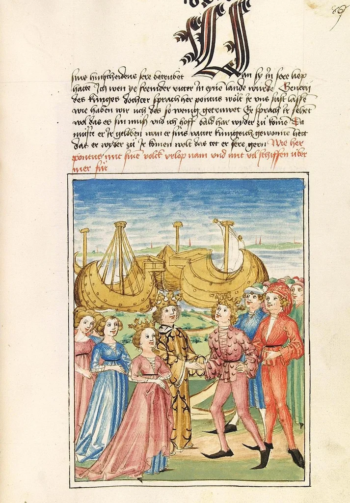 An illustration from Pontus und Sidonia, 1475, leaf 183