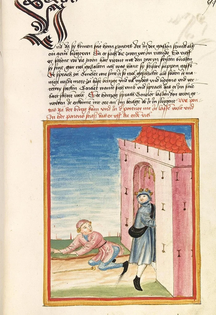 An illustration from Pontus und Sidonia, 1475, leaf 187