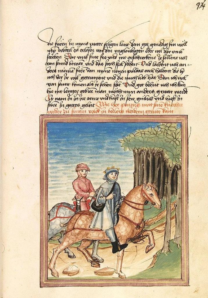 An illustration from Pontus und Sidonia, 1475, leaf 193