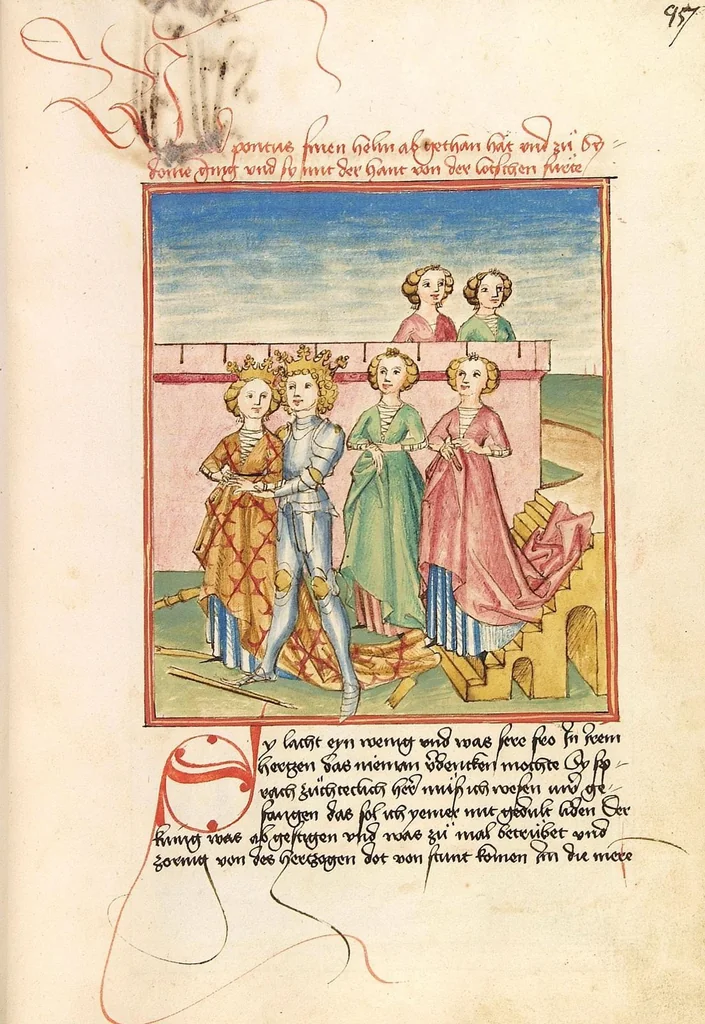 An illustration from Pontus und Sidonia, 1475, leaf 199