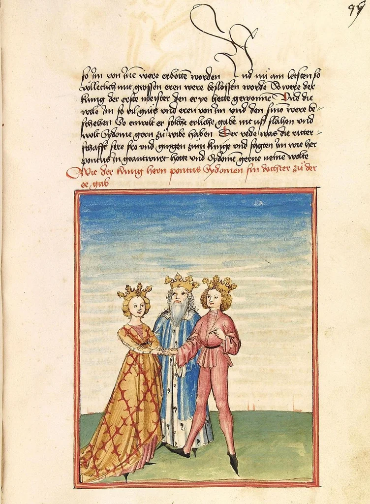 An illustration from Pontus und Sidonia, 1475, leaf 203