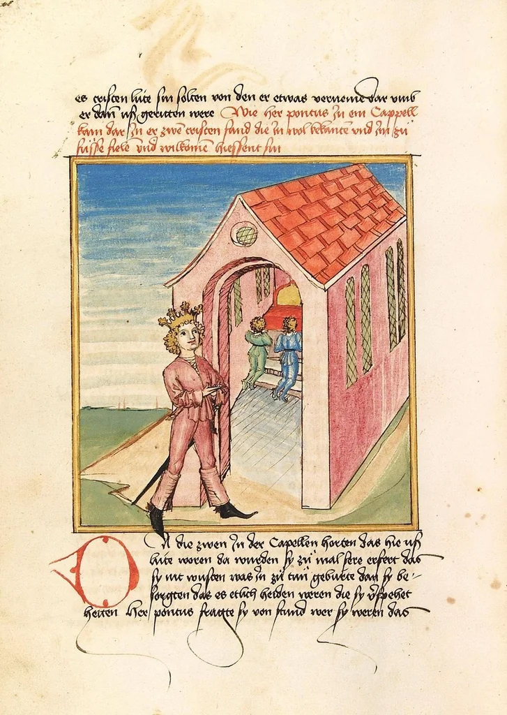 An illustration from Pontus und Sidonia, 1475, leaf 212