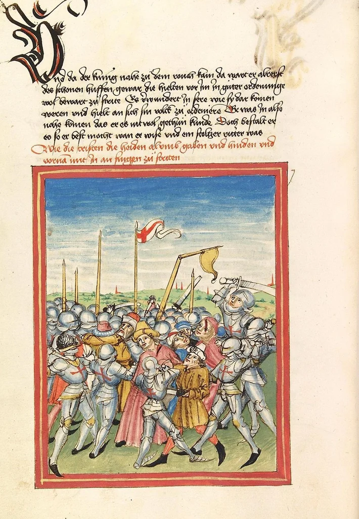 An illustration from Pontus und Sidonia, 1475, leaf 216