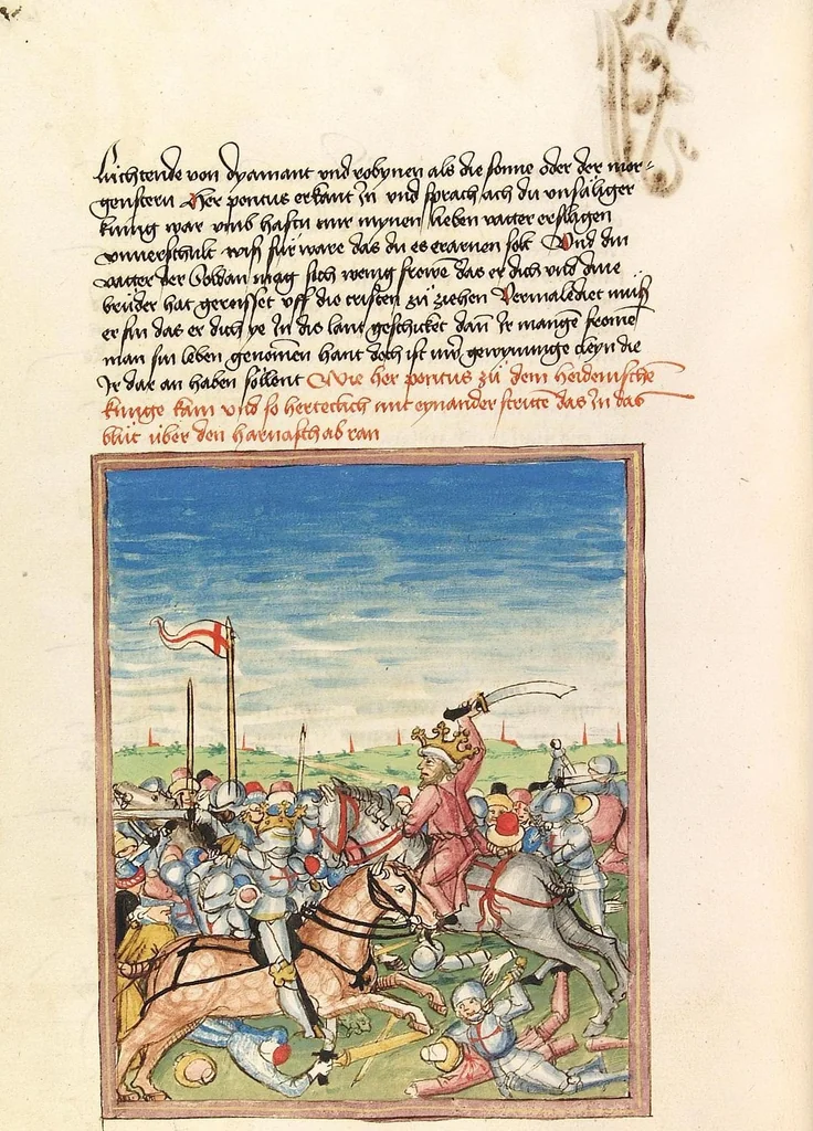 An illustration from Pontus und Sidonia, 1475, leaf 218