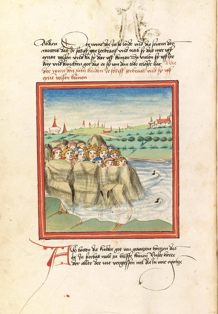 An illustration from Pontus und Sidonia, 1475, leaf 22