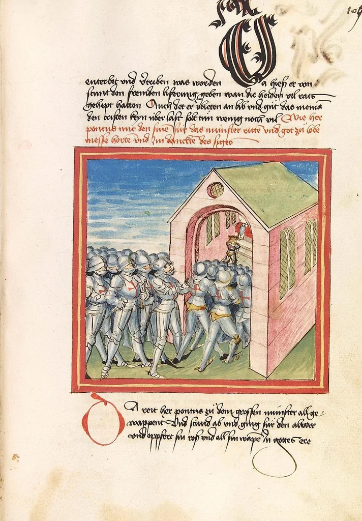 An illustration from Pontus und Sidonia, 1475, leaf 223
