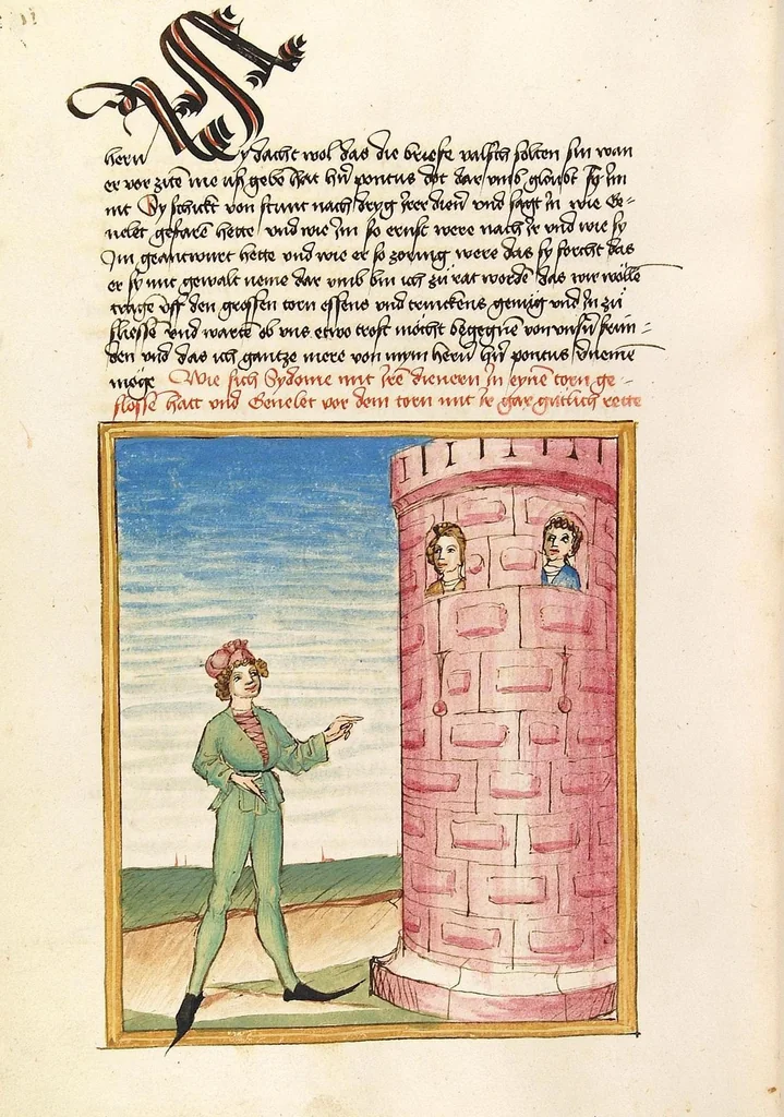 An illustration from Pontus und Sidonia, 1475, leaf 238