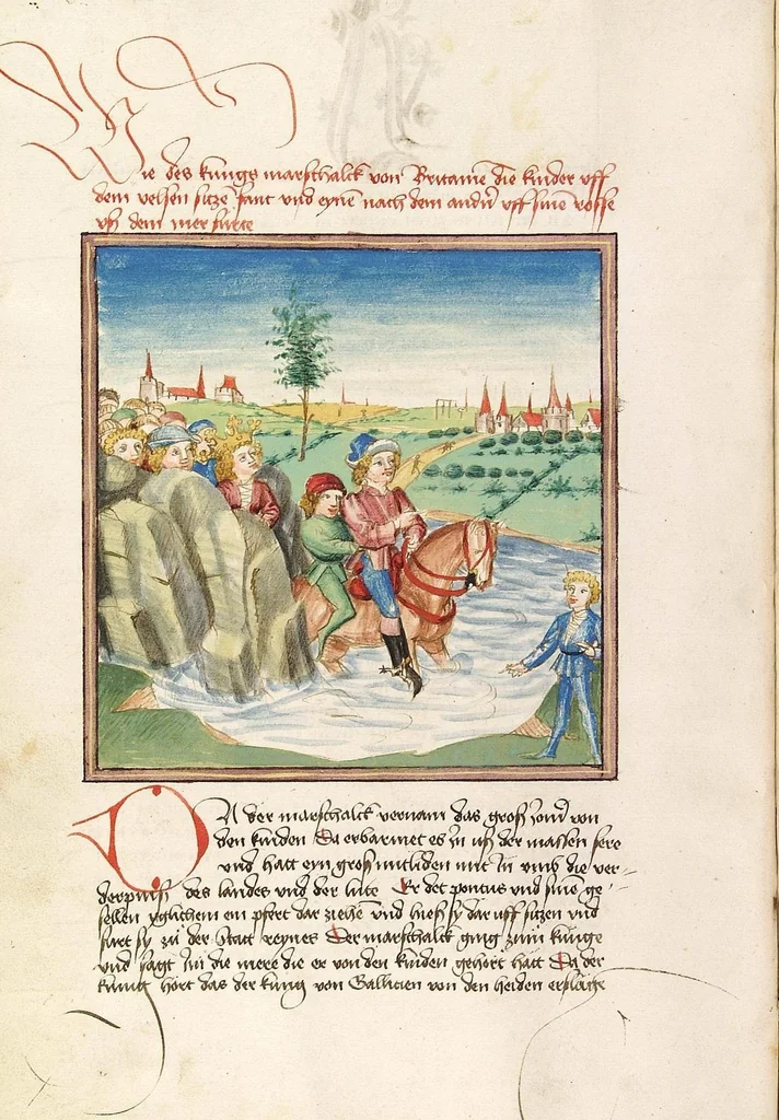 An illustration from Pontus und Sidonia, 1475, leaf 24
