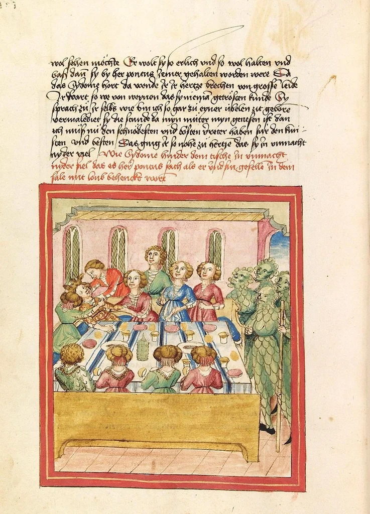 An illustration from Pontus und Sidonia, 1475, leaf 250