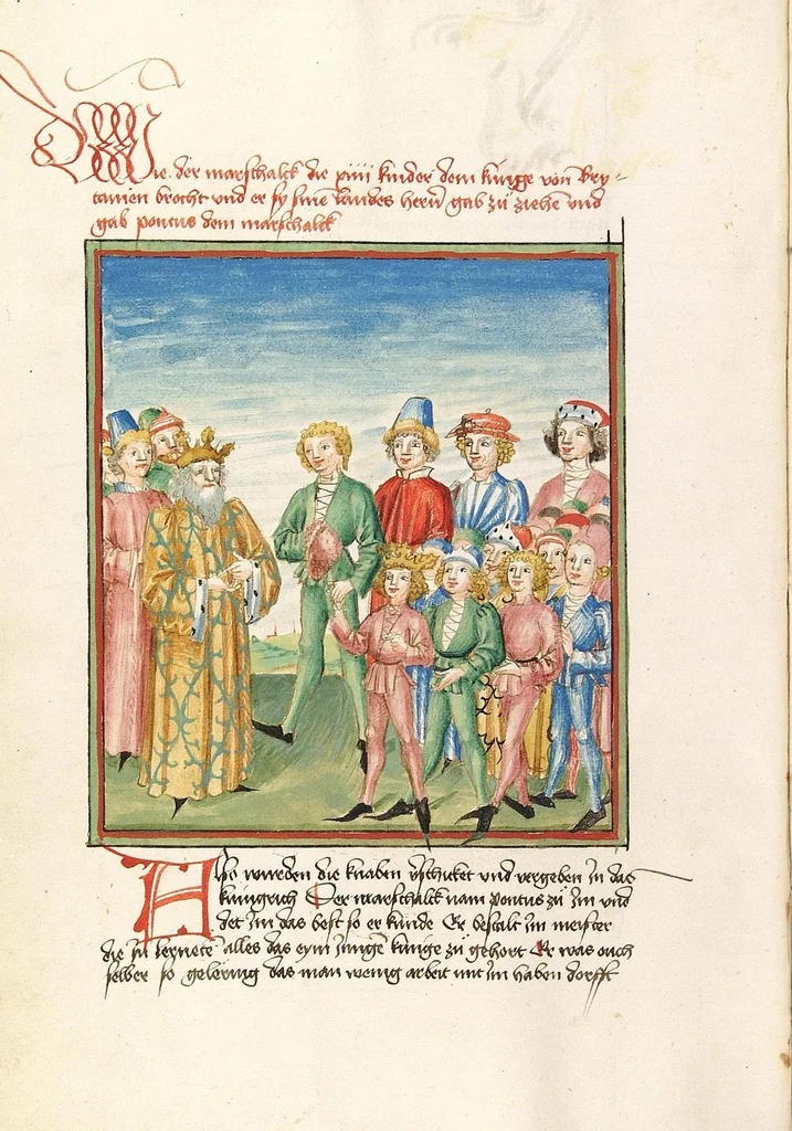 An illustration from Pontus und Sidonia, 1475, leaf 26
