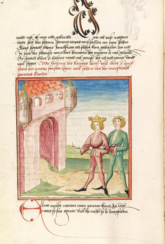 An illustration from Pontus und Sidonia, 1475, leaf 32