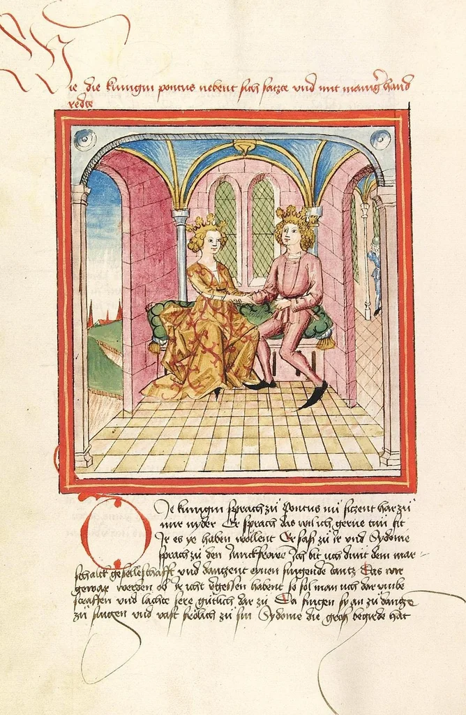 An illustration from Pontus und Sidonia, 1475, leaf 34