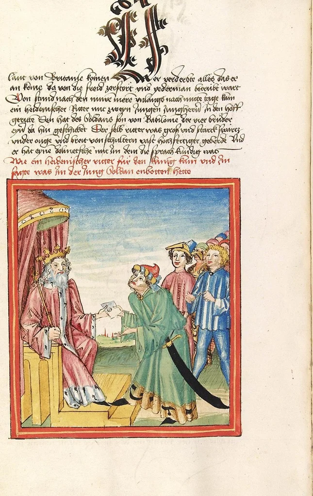 An illustration from Pontus und Sidonia, 1475, leaf 40