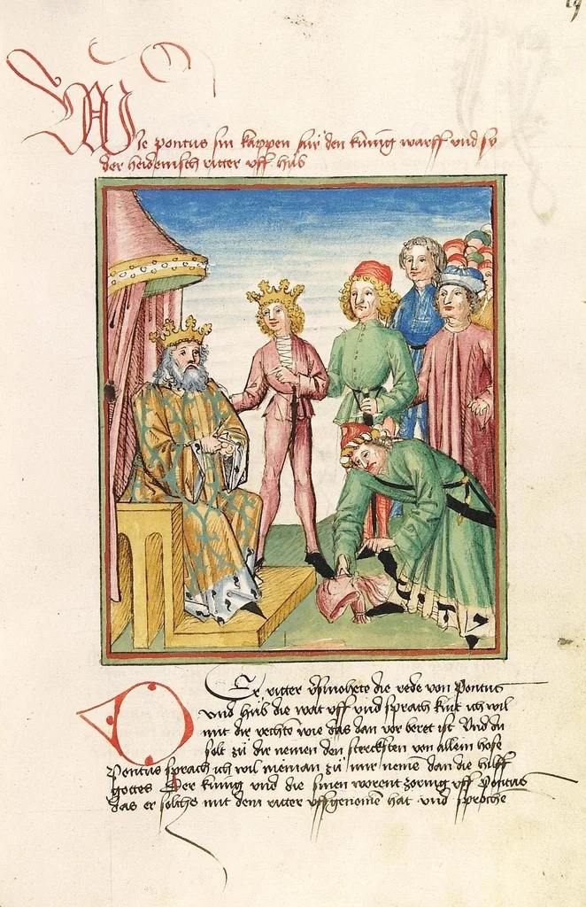 An illustration from Pontus und Sidonia, 1475, leaf 43