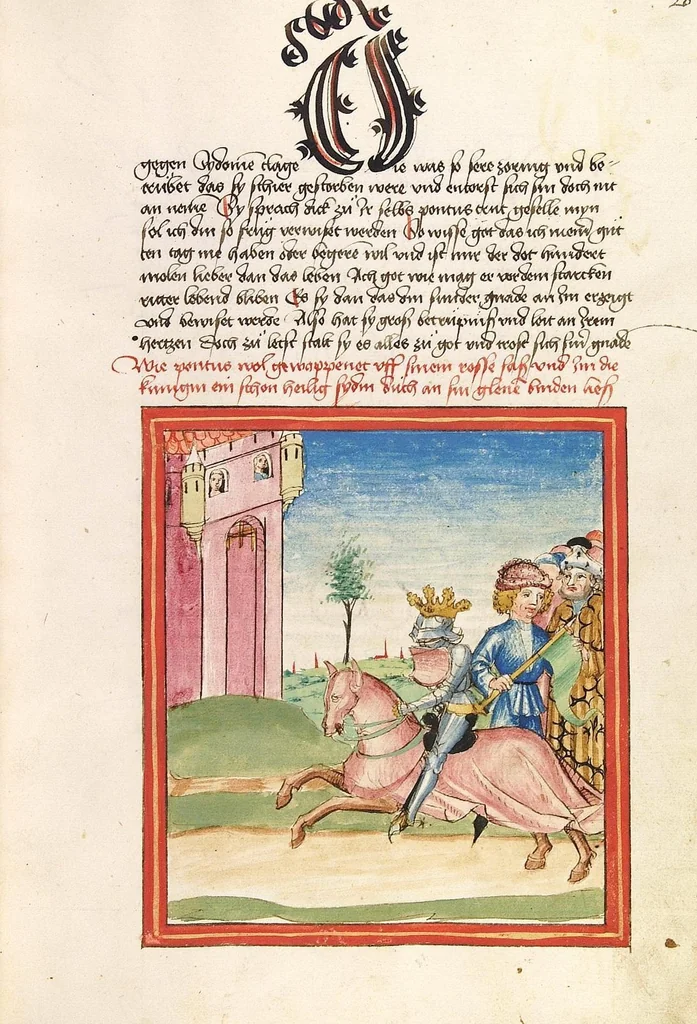 An illustration from Pontus und Sidonia, 1475, leaf 45