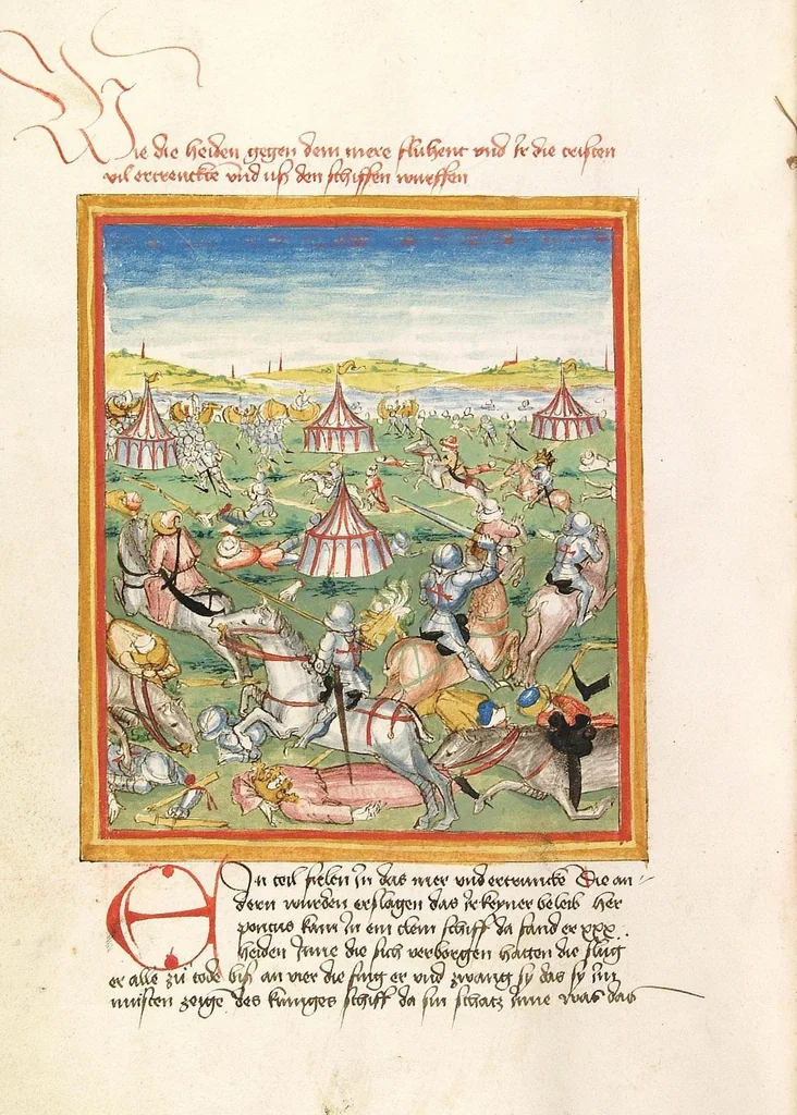An illustration from Pontus und Sidonia, 1475, leaf 66