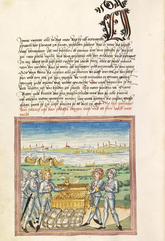 An illustration from Pontus und Sidonia, 1475, leaf 68