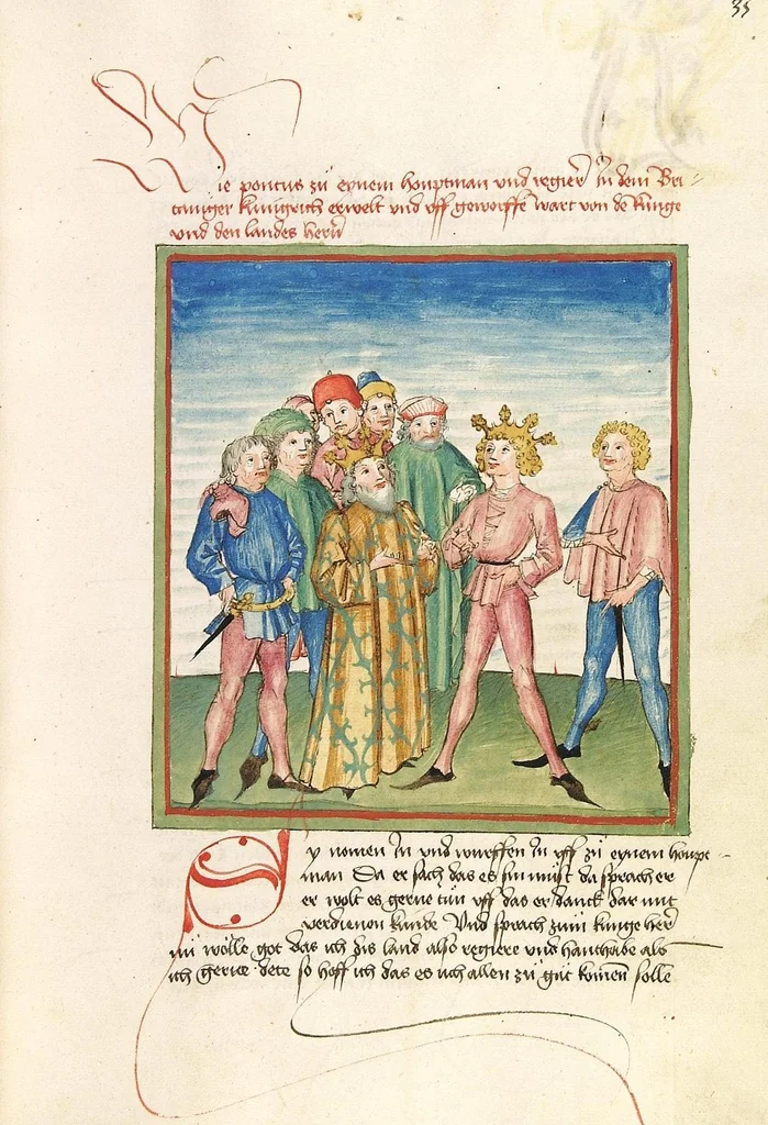An illustration from Pontus und Sidonia, 1475, leaf 75