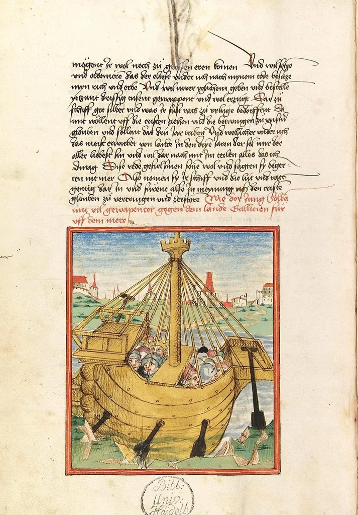 An illustration from Pontus und Sidonia, 1475, leaf 8