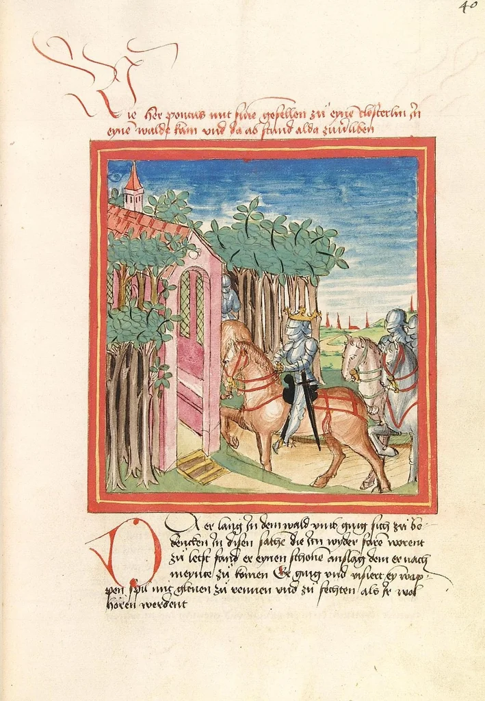 An illustration from Pontus und Sidonia, 1475, leaf 85