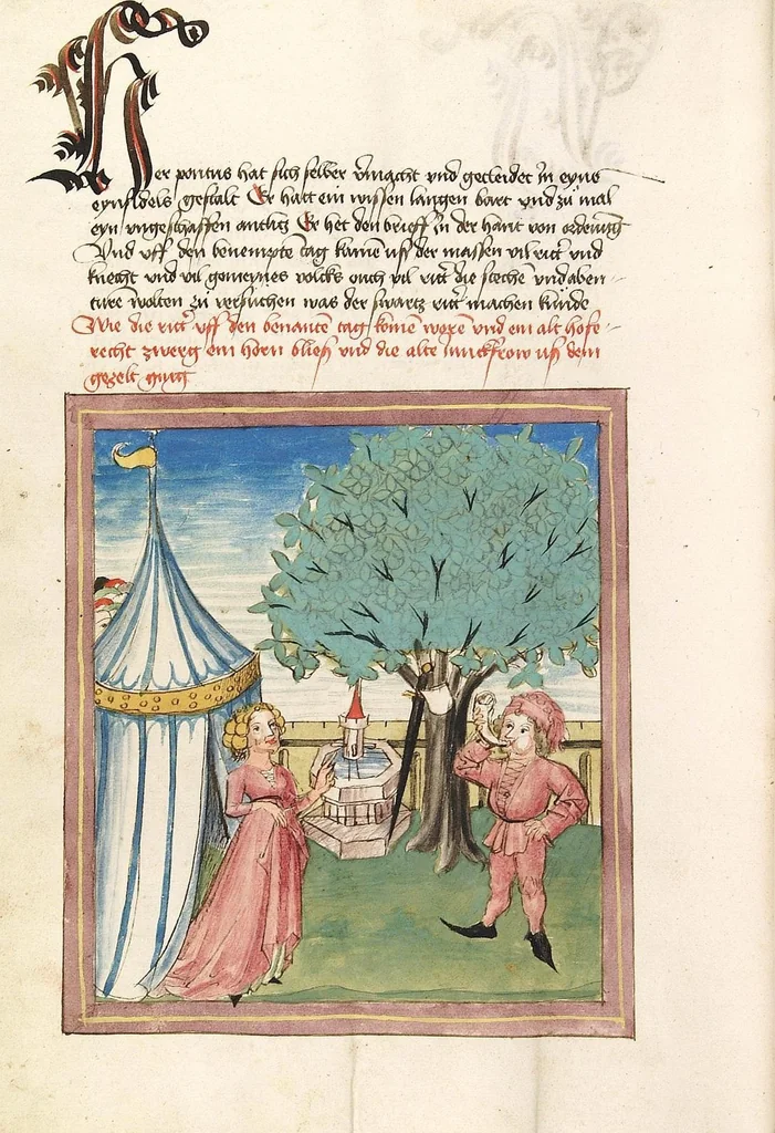 An illustration from Pontus und Sidonia, 1475, leaf 90