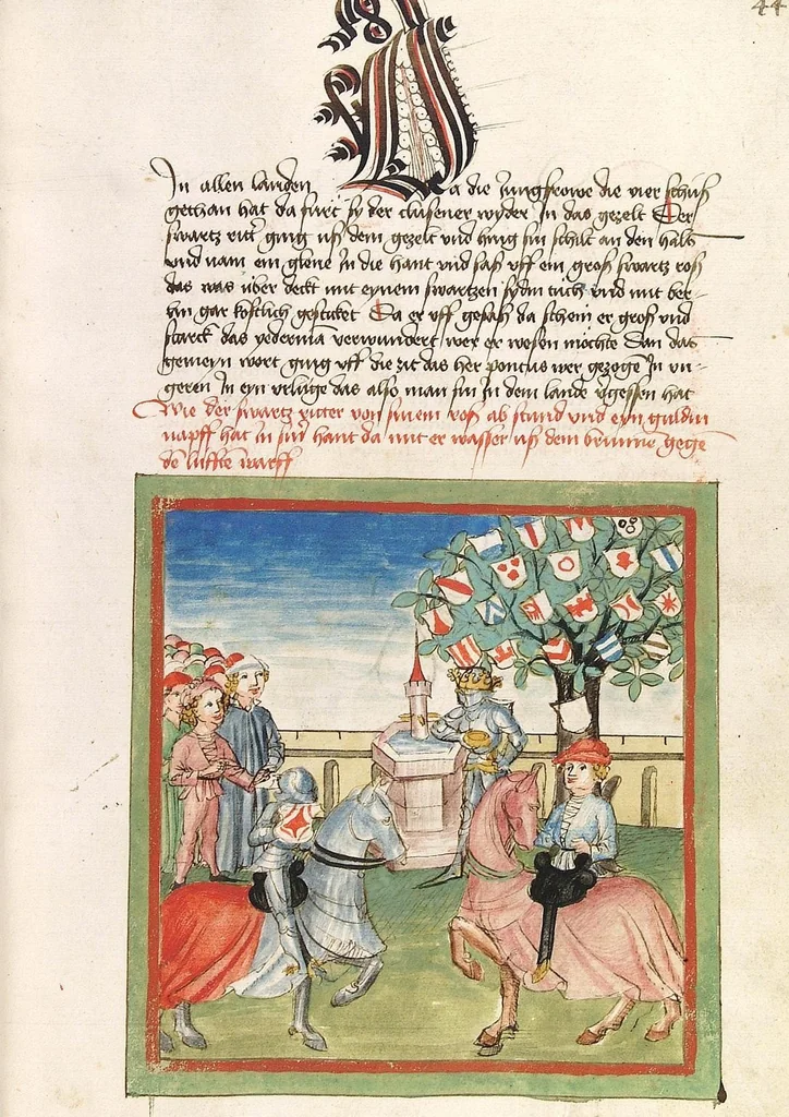 An illustration from Pontus und Sidonia, 1475, leaf 93