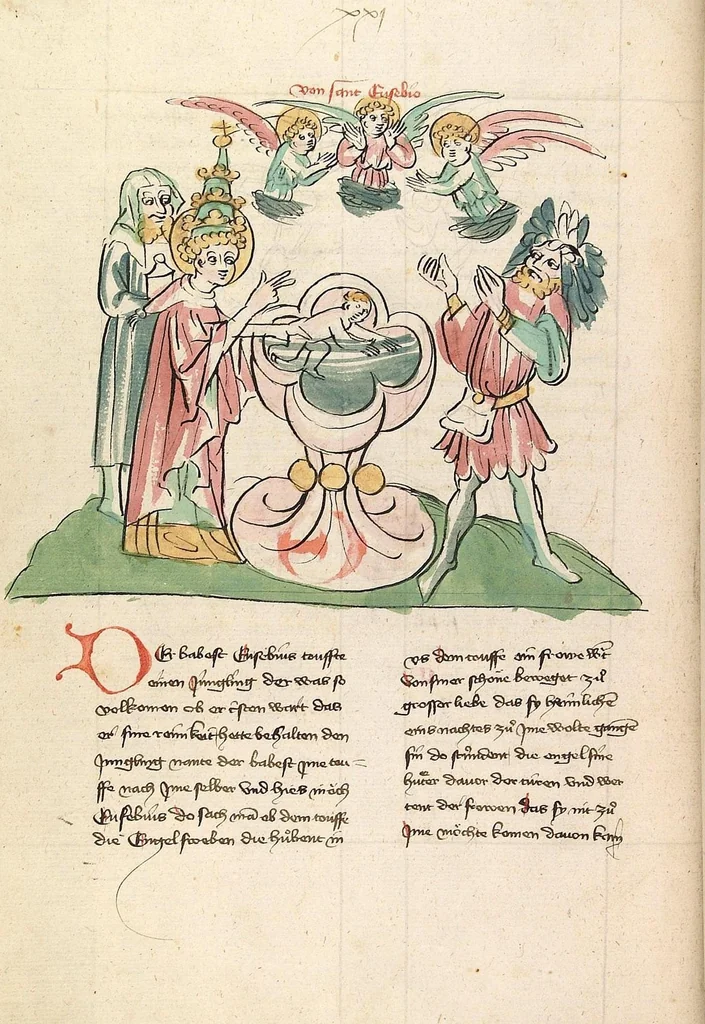 An illustration from "Elsässische Legenda Aurea", 1419, leaf 102